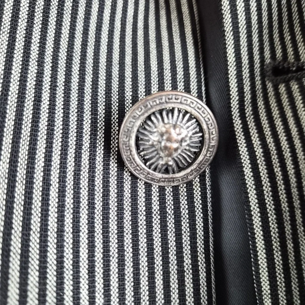 Zanetti Blazer Jacket Vest Grey Black Stripe Moda Biella Extra Fine Merino Italy